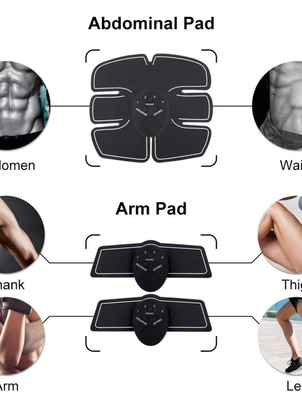 Wireless Black Abdominal & Arm EMS Muscle Stimulator Pad